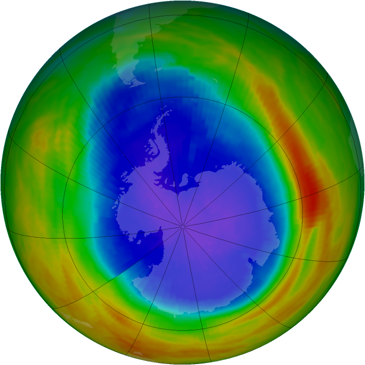 Antarctic ozone map for 21 September 1991